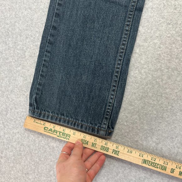 Levis Jeans Mens 29x28 Blue 527 Bootcut Cowboy Western Denim Distress (Tag 30x30 - Picture 7 of 10